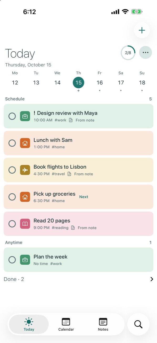 Manta Planner on iPhone in the Lagoon palette